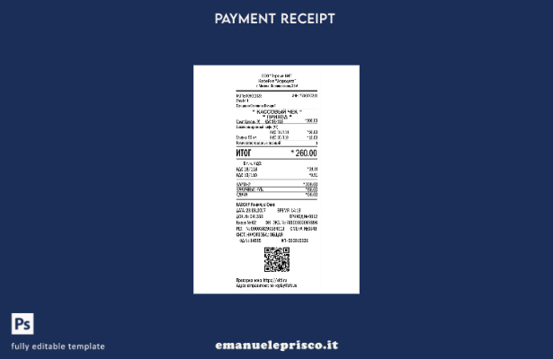 modello di ricevuta di pagamento Aphrodite Cafe in stile verificato